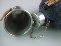 WWII German Luftwaffe LW Canteen, Blue-grey Wool Felt Cover, Aluminium Cup Set