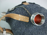 WWII German Luftwaffe LW Canteen, Blue-grey Wool Felt Cover, Aluminium Cup Set