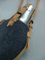 WWII German Luftwaffe LW Canteen, Blue-grey Wool Felt Cover, Aluminium Cup Set