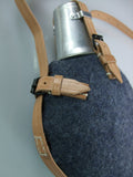 WWII German Luftwaffe LW Canteen, Blue-grey Wool Felt Cover, Aluminium Cup Set