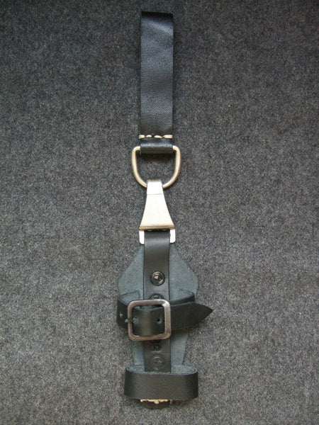 WW2 German ELite Vertical Dagger Hanger With D-Ring Black Leather Repro