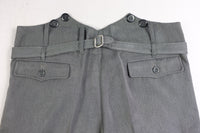 WW2 Stone Grey Gabardine Straight Leg Piped Dress Pants Trousers