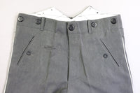 WW2 Stone Grey Gabardine Straight Leg Piped Dress Pants Trousers