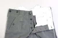 WW2 Stone Grey Gabardine Straight Leg Piped Dress Pants Trousers