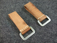WW2 German Soldier EM Leather Y-STRAPS D-Ring Brown X2