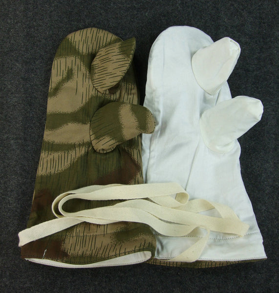 WWII German Tan & Water Camo Reversible Gloves Winter Mittens