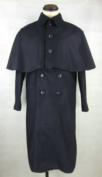 WWII IJN Soldier Dark Blue Wool Great Coat + Mantle