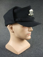 WWII Italy Italian Uniform Black Wool Field Visor Cap + Badge