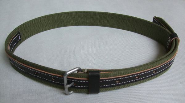 WWII Russia Red Army EM Webbing Belt Green Canvas Black Leather